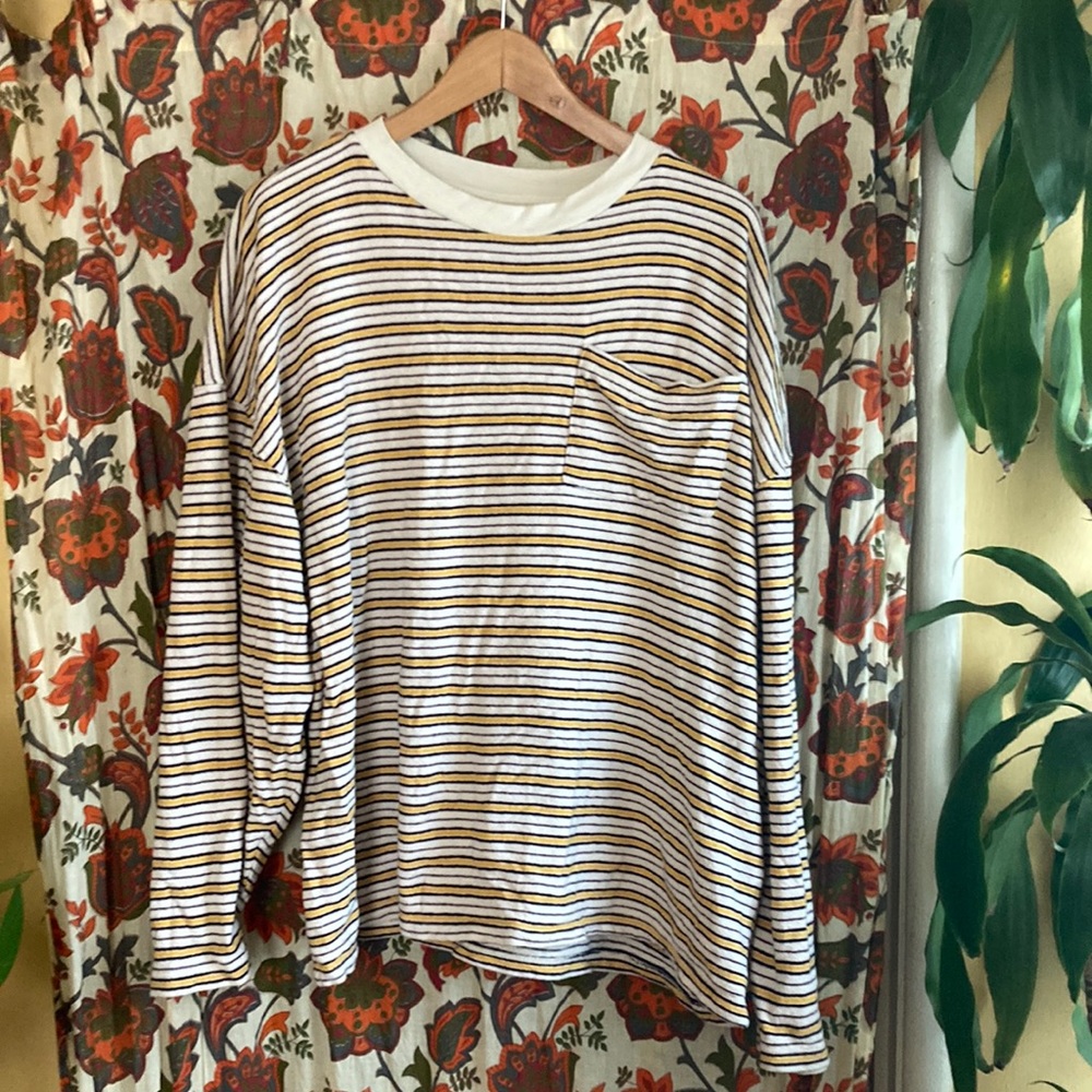 TOPSHOP long sleeve terry cloth striped shirt